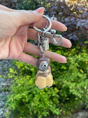 Coach Beauty and the Beast Bear Keychain Charm in Brown and Cream